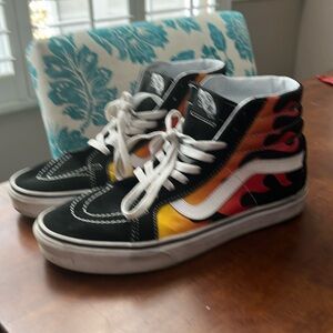 Vans High Top Fire Flame Skater Shoes  Women size 10 mens size 8.5